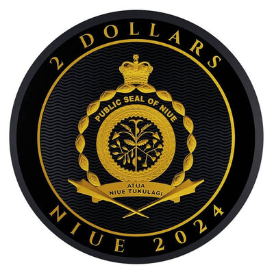 Niue - Hibernia Black Platinum 24k Gold Gilded Colorized Silver Coin