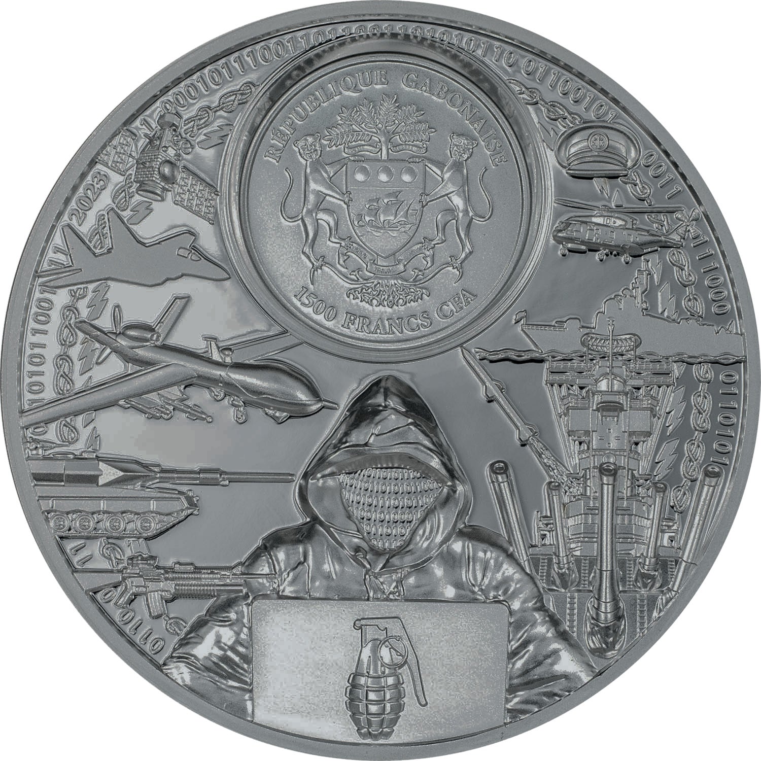 Gabon - War has no real winner BLACK PROOF – Time Flies - 2 oz
