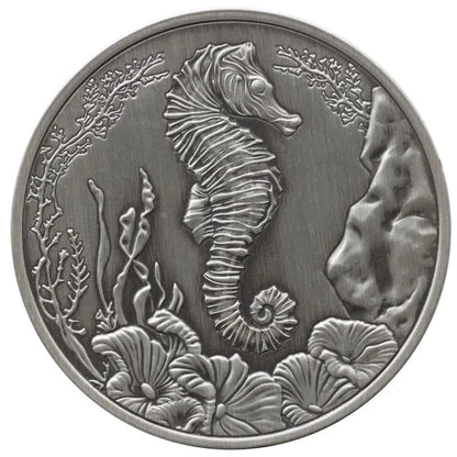 Samoa - Seahorse Antiqued Silver Coin - 1 oz