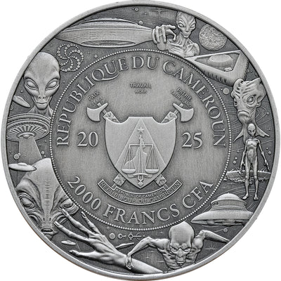 Alien Face UHR 2oz Antiqued – Alien & UFO series 2 oz
