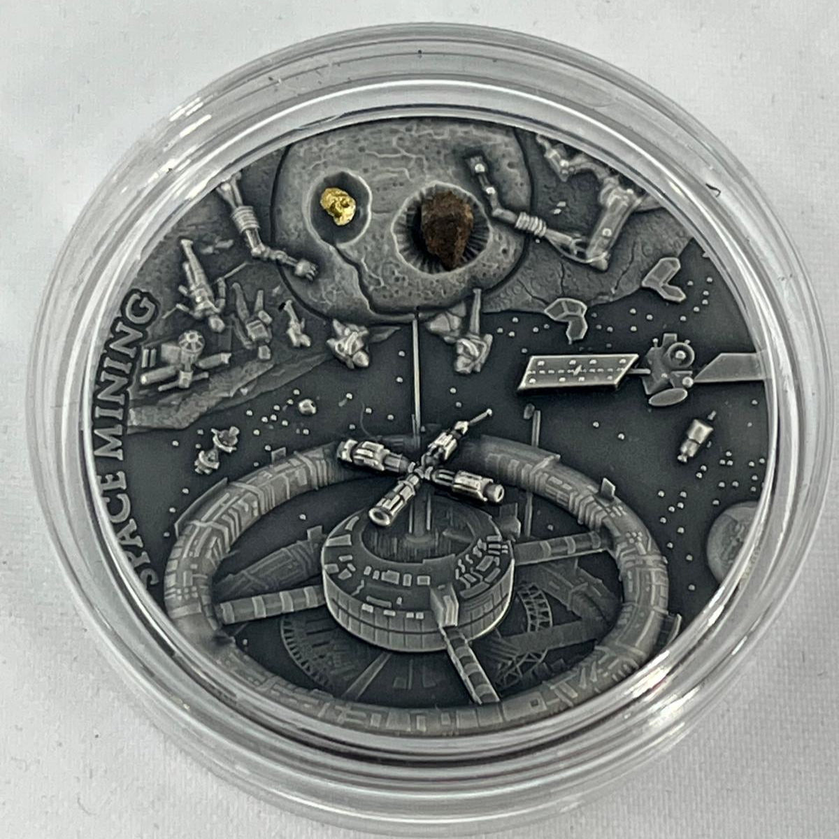 Space Mining - Hand Painted with Real Chondrite Meteorite 1 oz