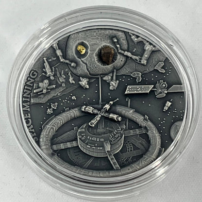 Space Mining - Hand Painted with Real Chondrite Meteorite 1 oz