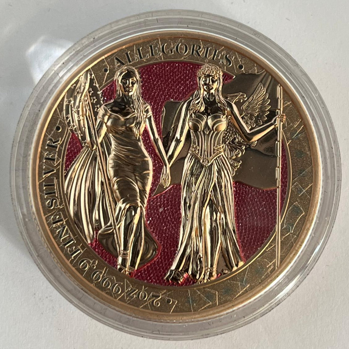 The Allegories Britannia &amp; Germania Red Gold Gilded 2 oz