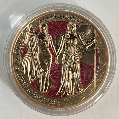 The Allegories Britannia &amp; Germania Red Gold Gilded 2 oz
