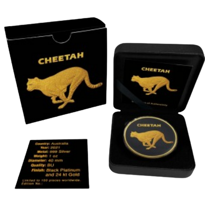 Australia - Silver Zoo Cheetah Black Platinum 24k Gold - 1 oz