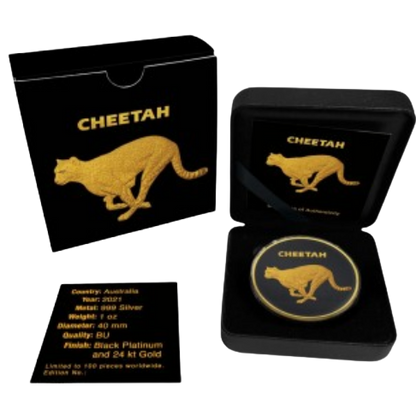 Australia - Silver Zoo Cheetah Black Platinum 24k Gold - 1 oz