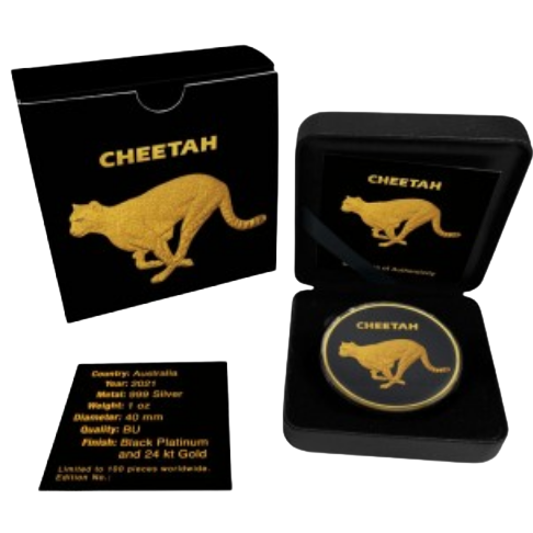 Australia - Silver Zoo Cheetah Black Platinum 24k Gold - 1 oz