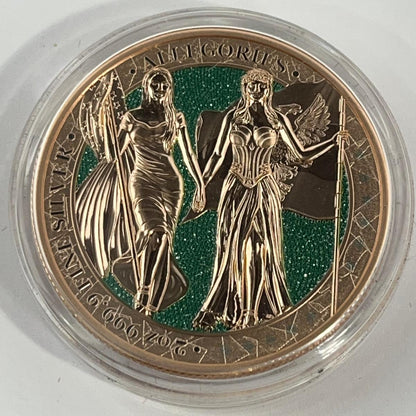 The Allegories Colombia &amp; Germania Green Gold Gilded 2 oz
