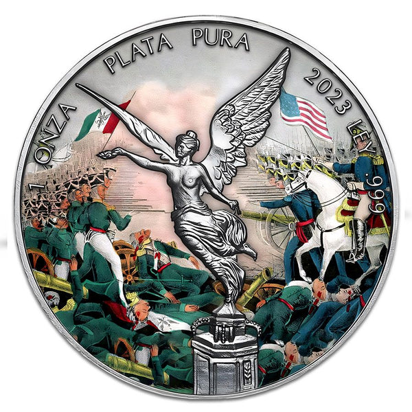 Mexico - Libertad Mexican-American War II Colorized Silver Coin - 1 oz