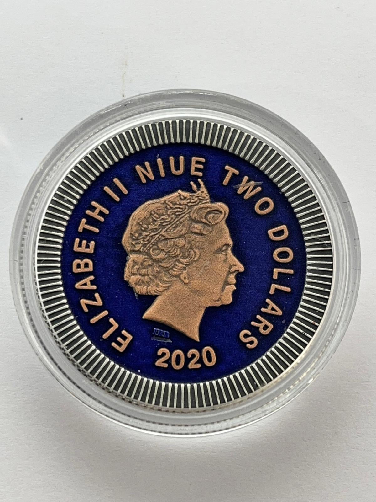 Athenian Owl – Blue Background, Pink Eyes - 1 oz