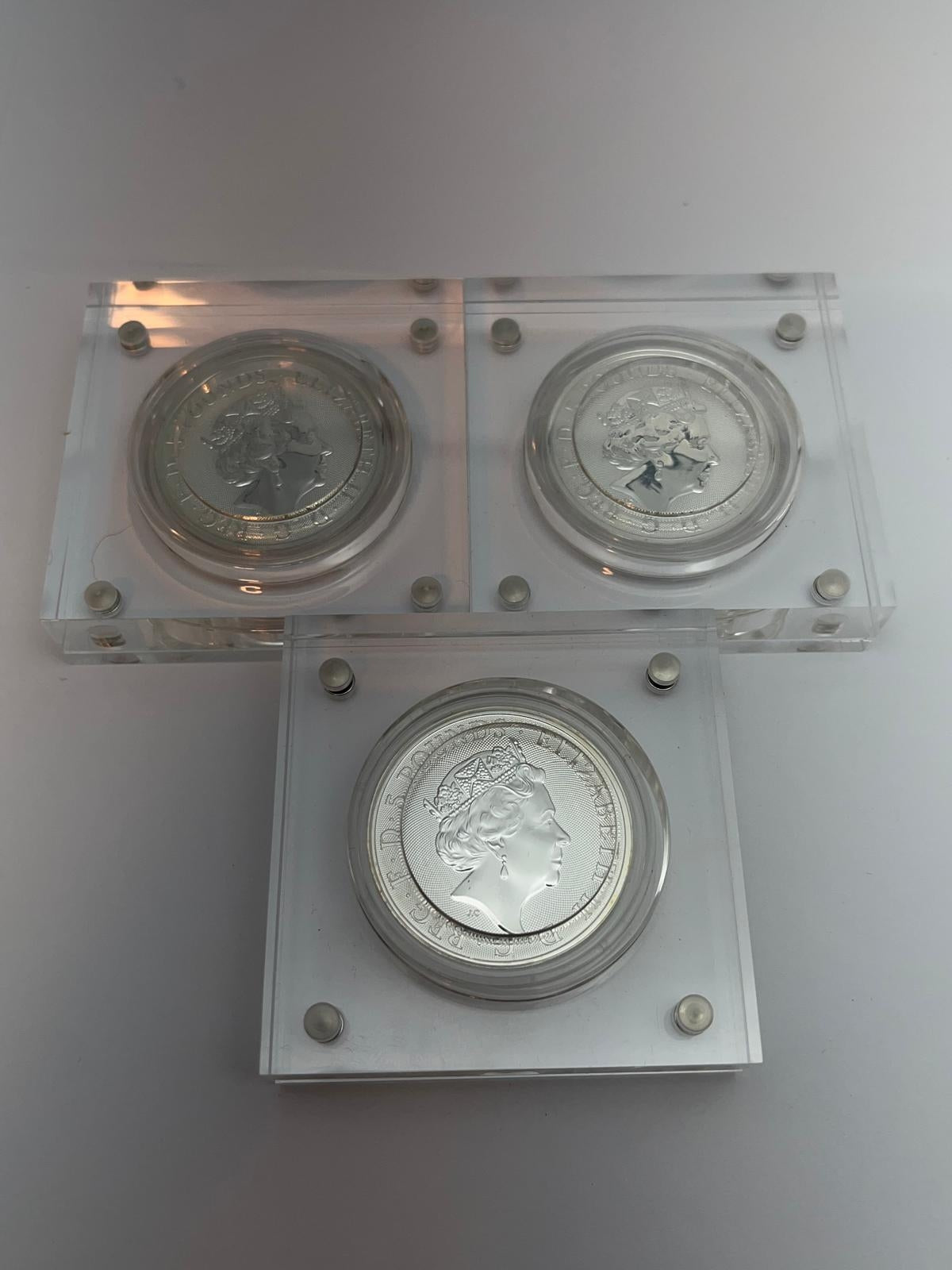 Komplett samling – Queen’s Beasts 11 x 1 oz silver, förgyllda med 24 K guld