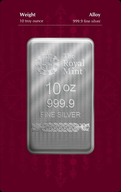 The Royal Mint und Germania Mint Norse Gods Loki Silberbarren (in Blisterverpackung) - 10 oz