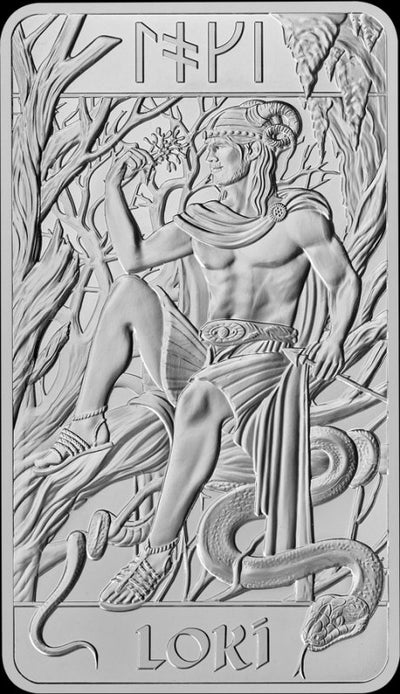 The Royal Mint und Germania Mint Norse Gods Loki Silberbarren (in Blisterverpackung) - 10 oz