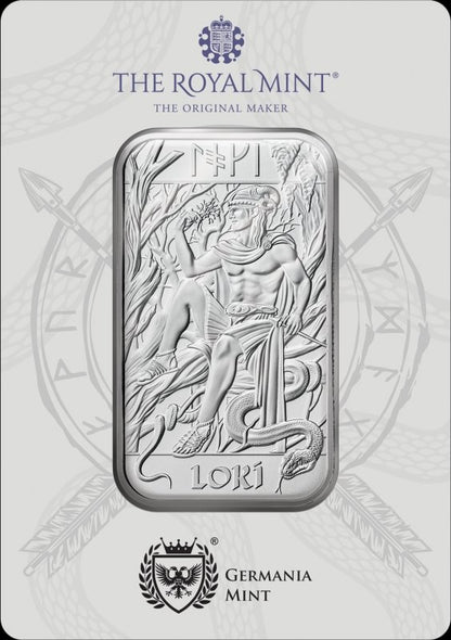 The Royal Mint and Germania Mint Norse Gods Loki Silver Bar (In Assay) - 1 oz