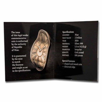 Niue - MELTING CLOCK Salvador Dali Gilded - 1,5 oz