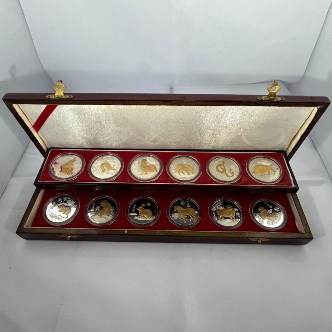 12 pcs Complete Collection Chinese Lunar Years Gold Gilded 1/2 oz