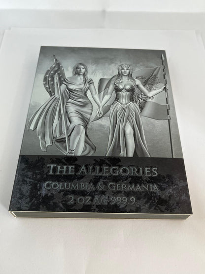 The Allegories Colombia &amp; Germania Blue Gold Gilded 2 oz