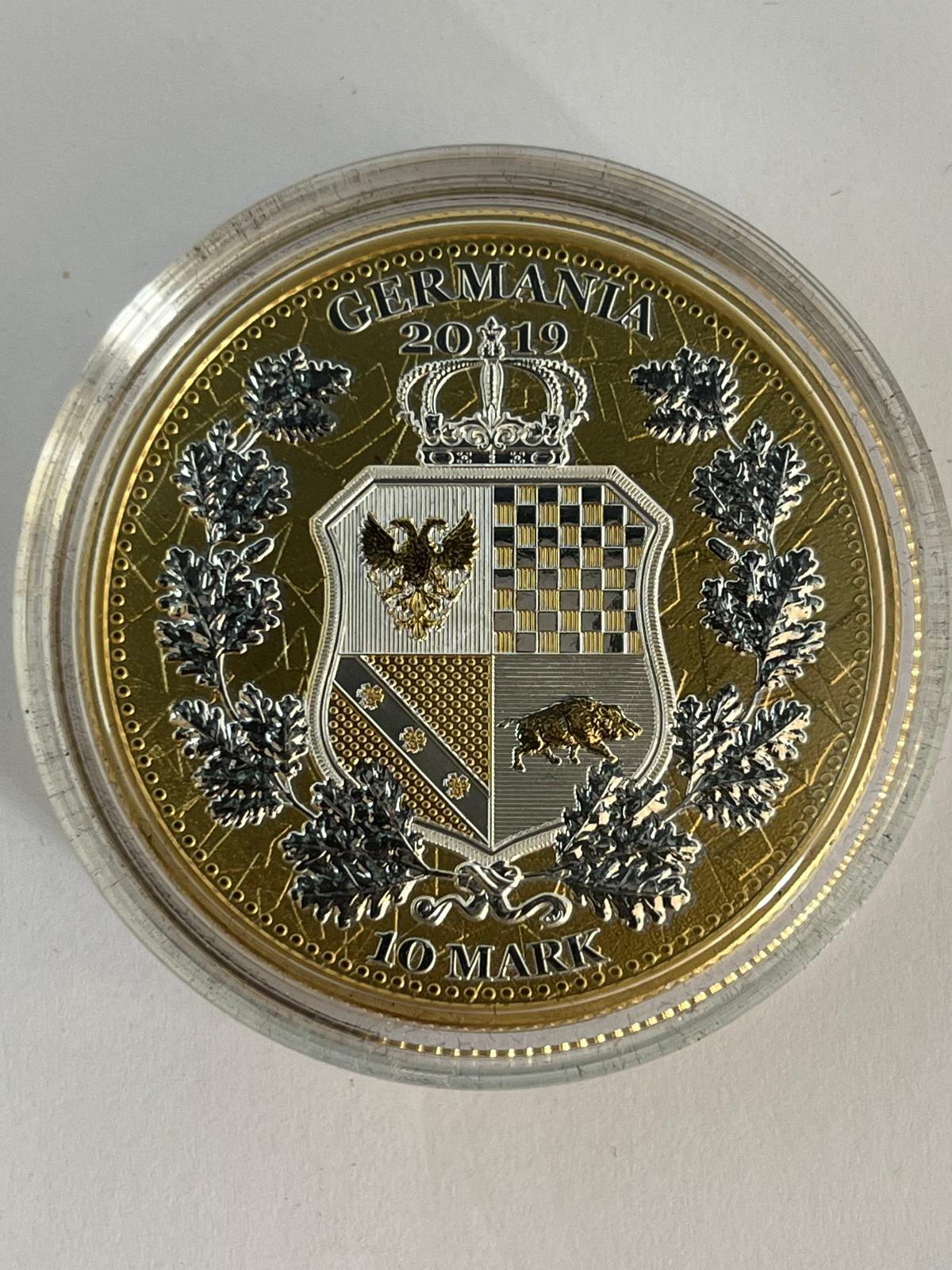 The Allegories Colombia &amp; Germania Blue Gold Gilded 2 oz