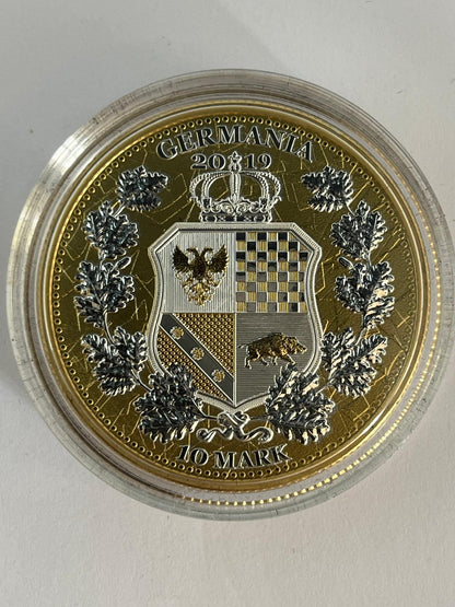 The Allegories Colombia &amp; Germania Blue Gold Gilded 2 oz
