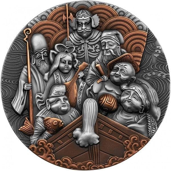 Seven Lucky Gods - Antique Finish Gilded 2 oz