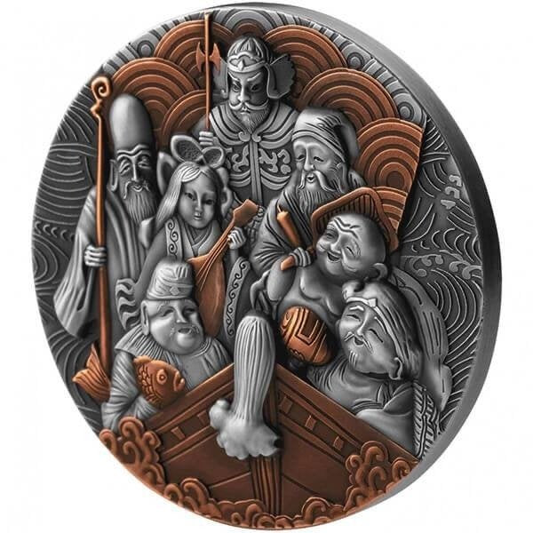 Seven Lucky Gods - Antique Finish Gilded 2 oz