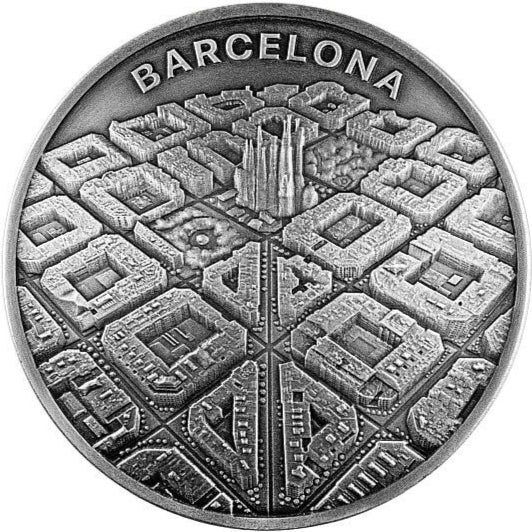 Barcelona Labyrinth - From Drone Eye View - Antique Finish 2 oz