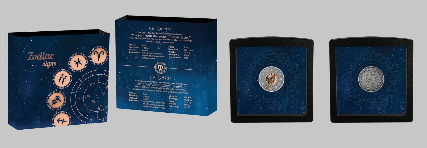Scorpio - Zodiac Signs - Antique Finish 1 oz
