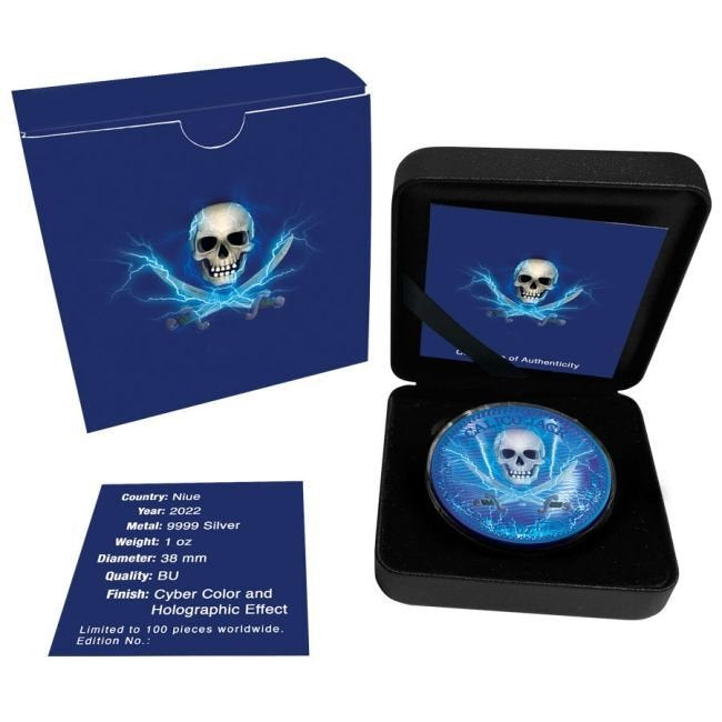 Calico Jack Jolly Roger Series Holographic Storm 1 oz