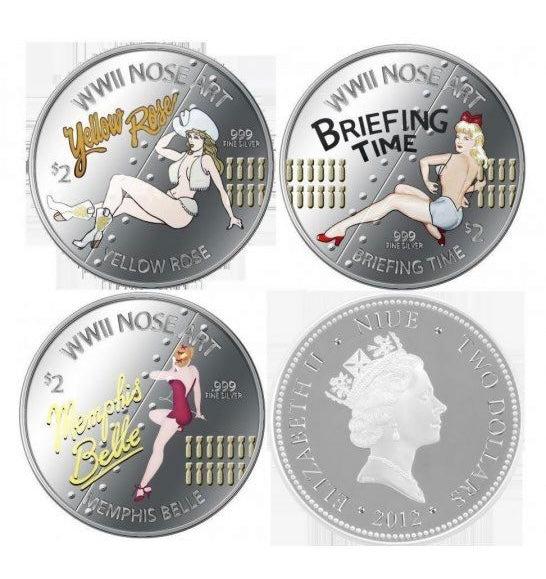 WWII Nose Art - 3-Coin Set 3 x 1 oz