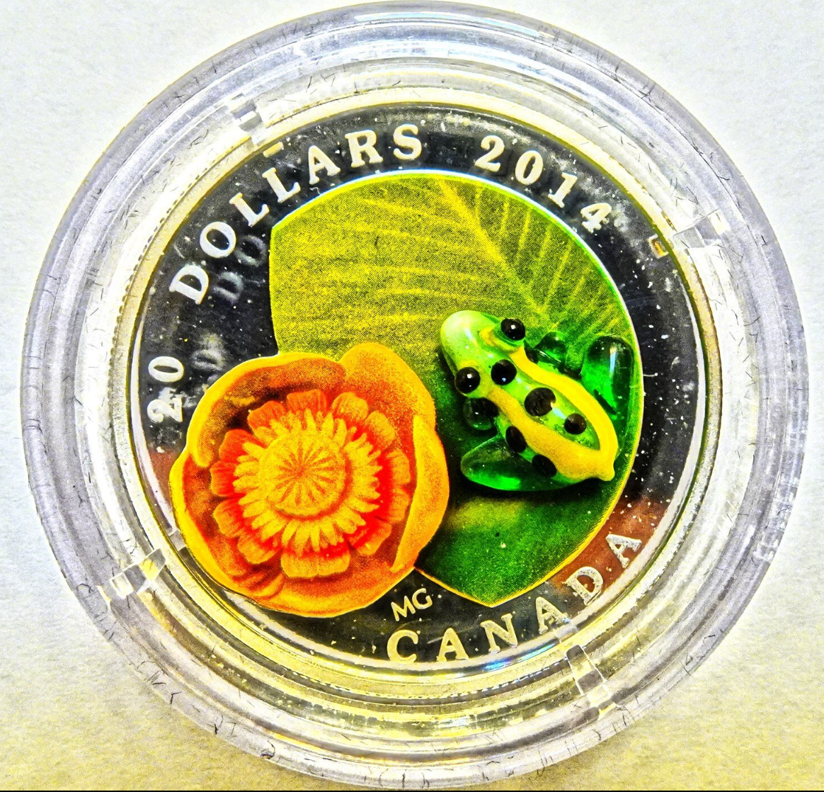 Water-Lily Frog with handcrafted Venetian Murano glass 1 oz