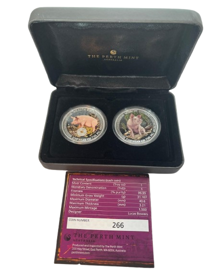 Tuvalu - Good Fortune - Lunar Pig 2 coin set - 2 oz