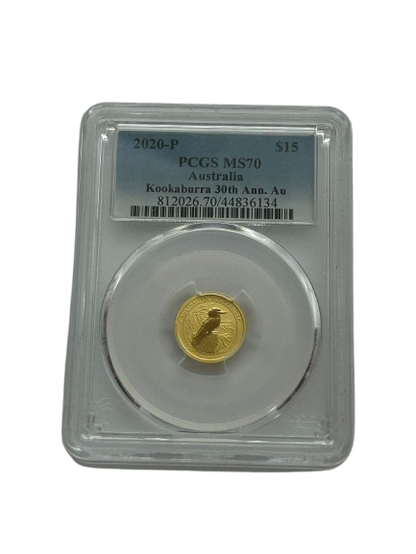 Australia - Kookaburra 30th Anniversary Gold - PCGS MS 70  - 1/10 oz