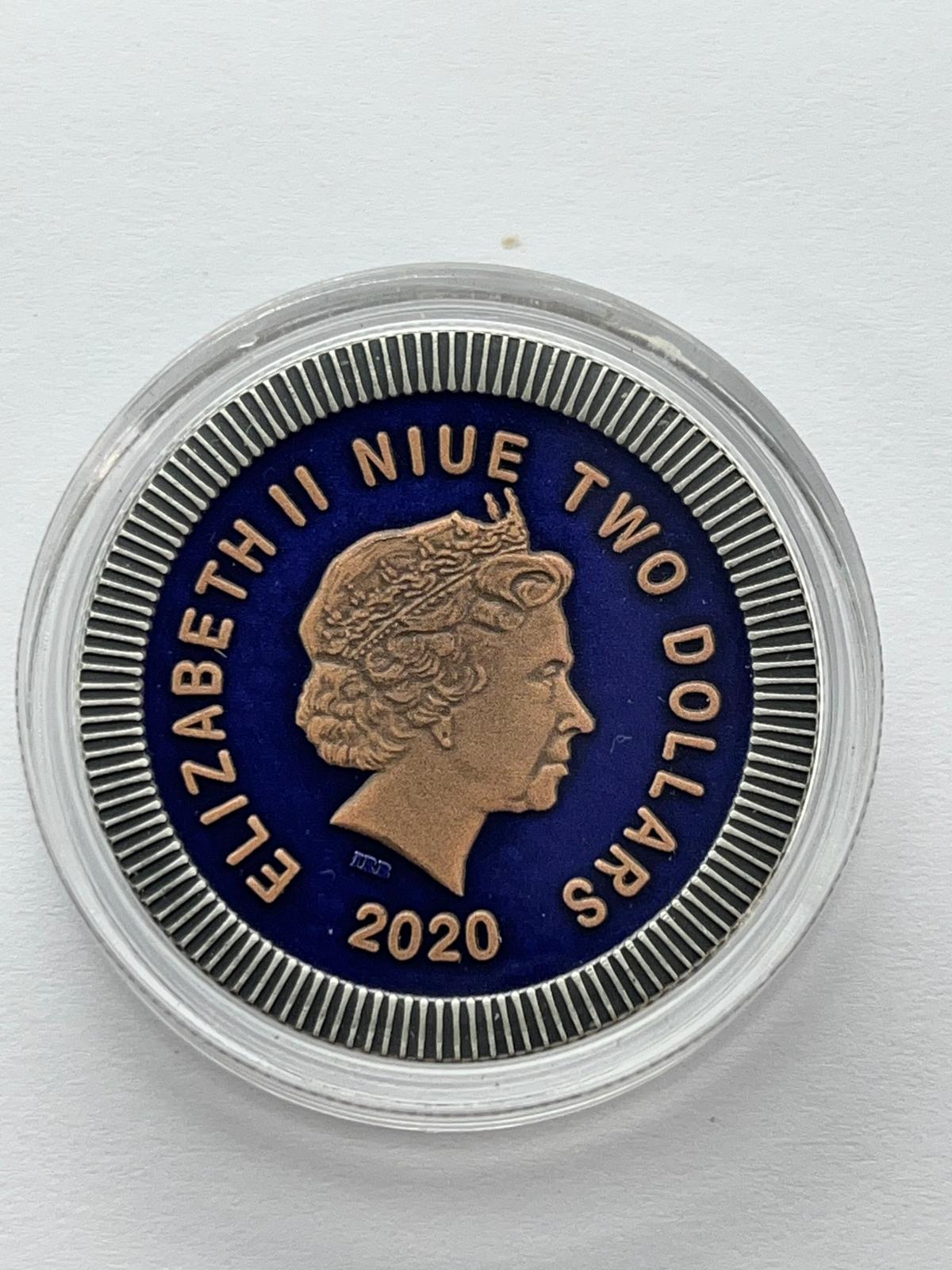 Athenian Owl Blue background 1 Pink Eye 1 Yellow Eye - 1 oz
