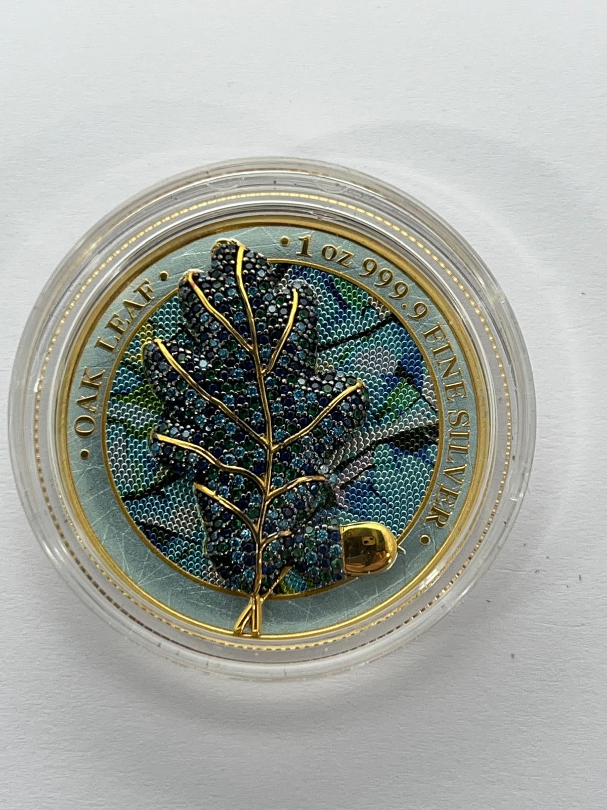 Germania – Oak Leaf Bejeweled (Blue Leaf) - 1 oz