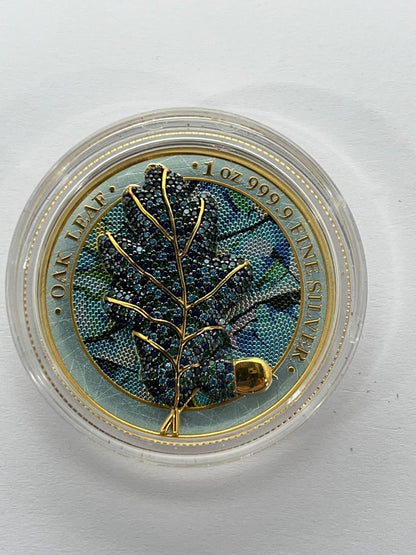 Germania – Oak Leaf Bejeweled (Blue Leaf) - 1 oz