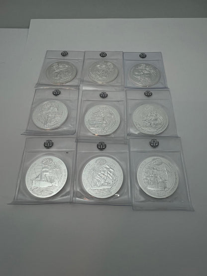 50 Amafranga Serie – Nautical Ounce Komplett Samling 2017–2024 – 9 x 1 oz Silver