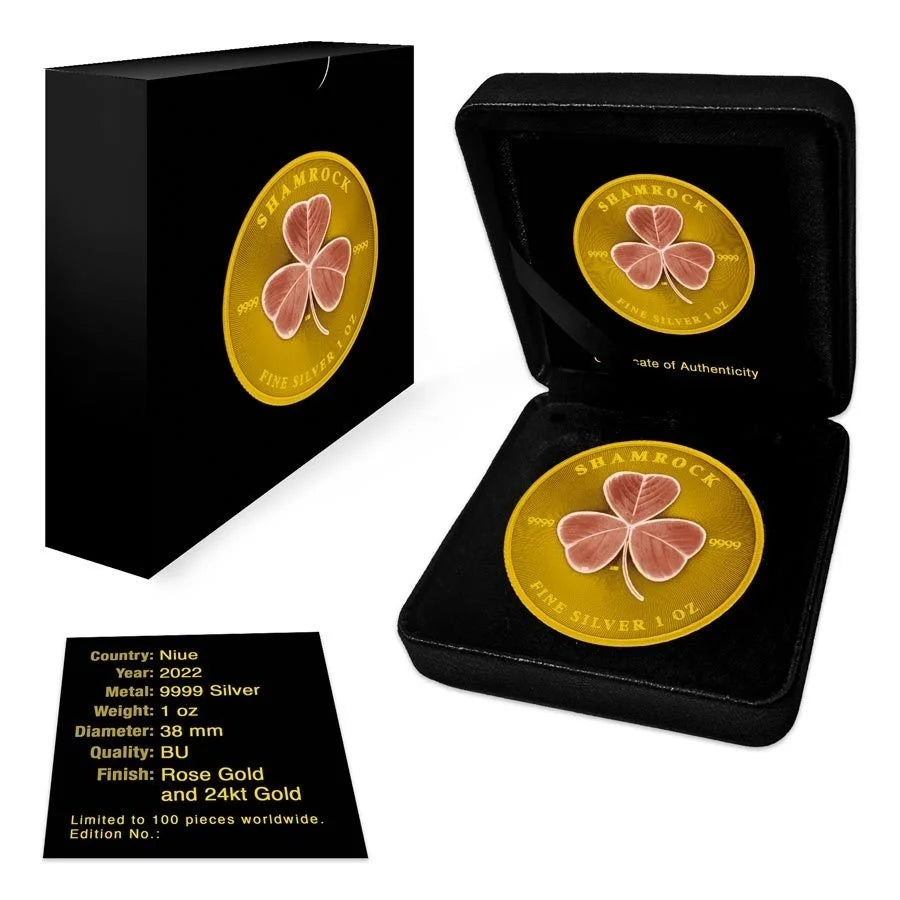 Niue - Shamrock Rose Gold and Gold Gilded