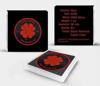 Niue - Lucky Clover Black Platinum Cyber Red