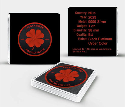 Niue - Lucky Clover Black Platinum Cyber Red