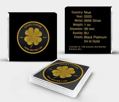 Niue - Lucky Clover Black Platinum Gold Gilded
