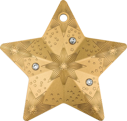 Cook Islands - Holiday Ornaments 2023 – Snowflake Star - Gilded - 1 oz