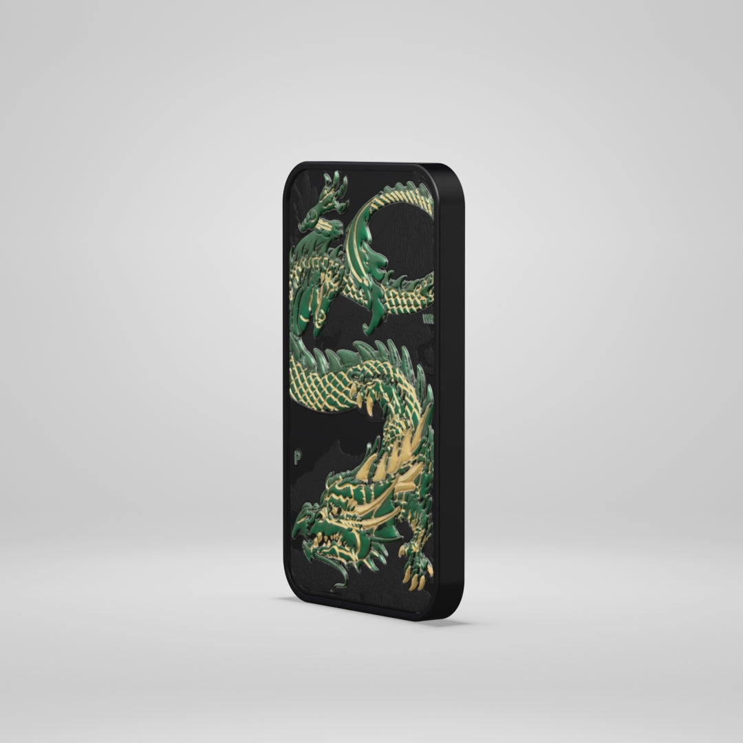 Australia - Rectangle Dragon - Saga - Ruthenium & Green/Gold color