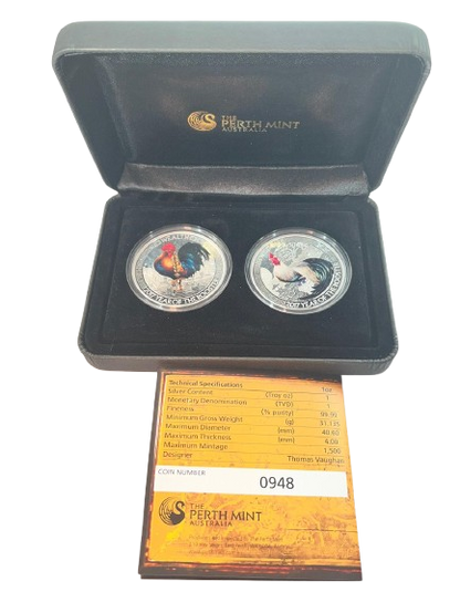 Tuvalu - Good Fortune - Lunar Rooster 2 coin set - 2 oz