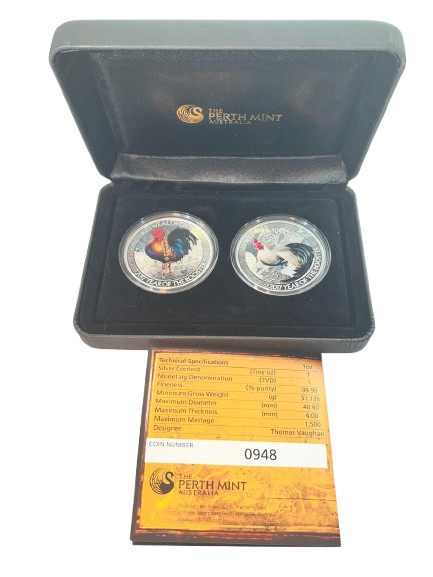Tuvalu - Good Fortune - Lunar Rooster 2 coin set - 2 oz